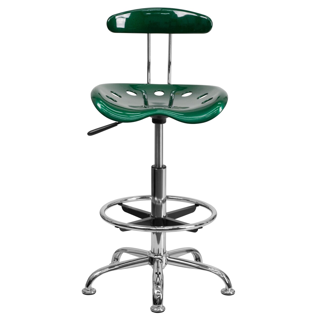 Flash Furniture 41" Green Tractor Swivel Seat Drafting Stool with Chrome Foot Ring